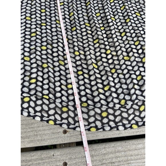 Vince Camuto Black White Yellow Shirt Size L Lace Detail And Drawstrings Tassels - Picture 12 of 16